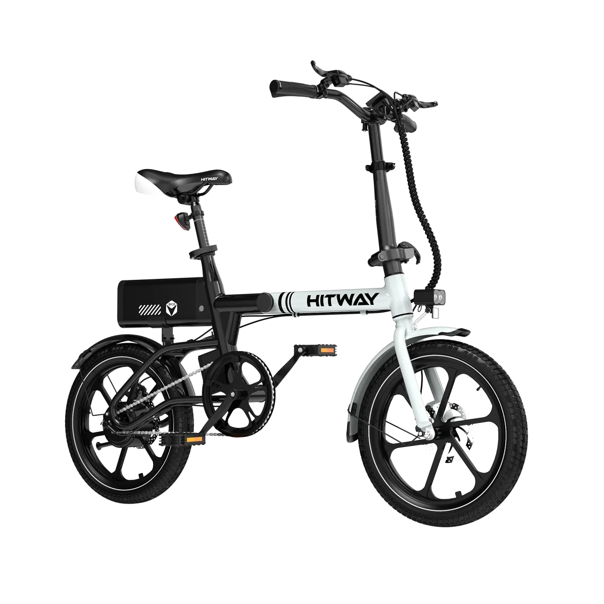White HITWAY BK35S 16-inch folding electric bike, unfolded