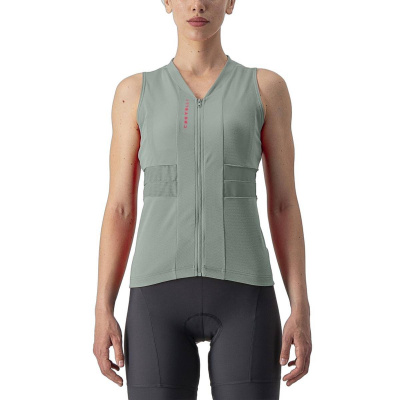 Castelli Anima 4 Sleeveless Jersey Defender Green Persian Red Women