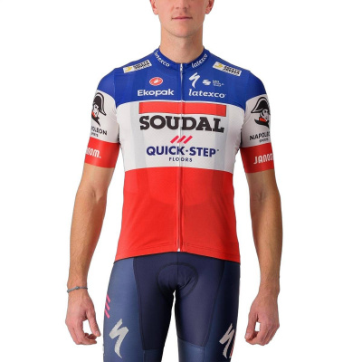 Castelli Competizione 2 France Champion Short Sleeve Blue Soudal Quick-Step jersey
