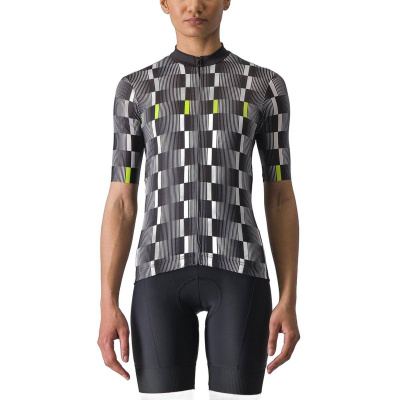 Castelli Dimensione Jersey Black White Electric Lime Women