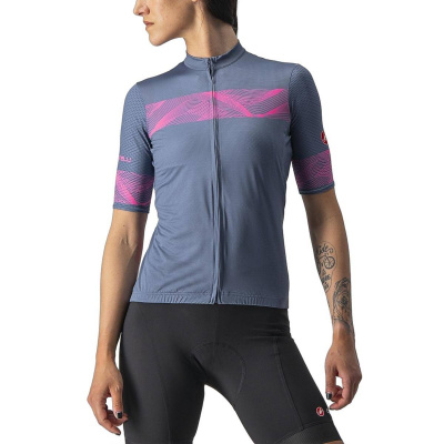 Castelli Fenice Short-Sleeve Jersey Light Steel Blue Fluorescent Pink Women