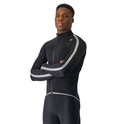 Castelli Ultra Rain Cape Rain Jacket Black Silver Reflective