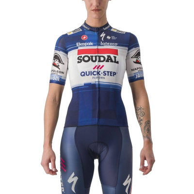 Womens Castelli Competizione 2 Short-Sleeve Jersey Dark Blue White Soudal Quick-Step