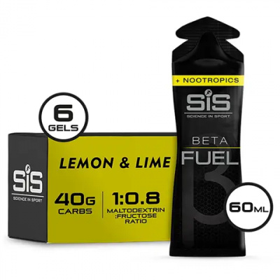 SIS Beta Fuel Energy Gel + Nootropics - Box Of 6 Gels - Lemon and Lime