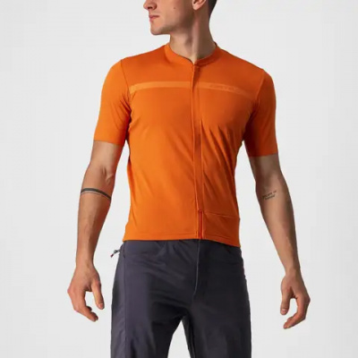 Castelli Unlimited Allroad Short Sleeve Jersey in Orange Rust