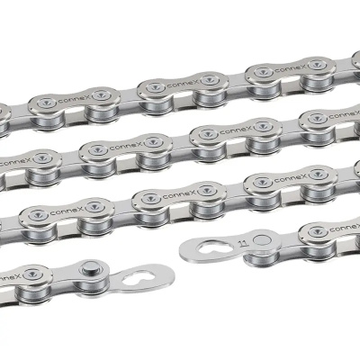 Connex 11SE Bicycle Chain 136 Link 11-Speed Stainless Rollers and Inner Links Nickel Plate