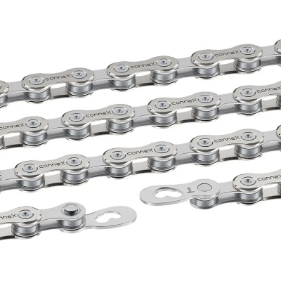 Connex 9SE Bicycle Chain 136 Link 9-Speed Stainless Rollers and Inner Links Nickel Plated