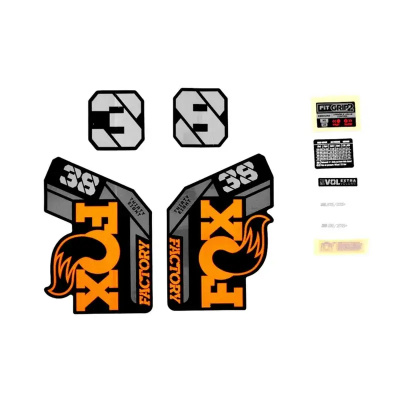 Fox Fork 38 Decal Kit: F-S Orange Logo Shiny Black