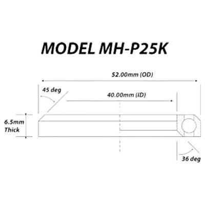 Halt MH-P25K Headset Bearing 52mm x 40mm x 6.5mm 36/45