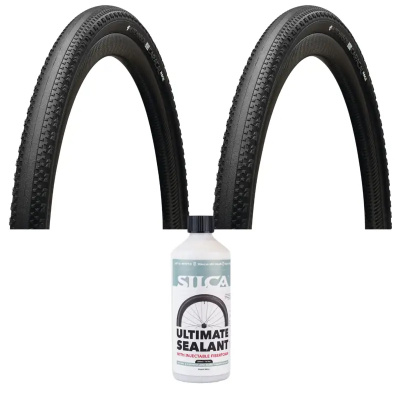 Hutchinson Caracal Race TR 700c Gravel Tyre Pair with Silca Ultimate Tubeless Sealant v2 500ml Bundle