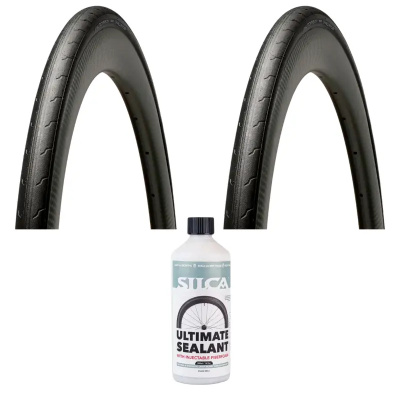 Hutchinson Challenger TR 700c Tyre Pair with Silca Ultimate Tubeless Sealant v2 500ml Bundle