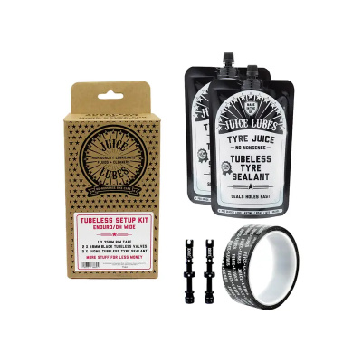 Juice Lubes Tubeless Setup Kit Enduro/DH Wide 35mm Tape 48mm Valves