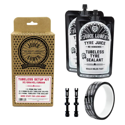 Juice Lubes Tubeless Setup Kit XC/Gravel/Urban 25mm Tape 48mm Valves