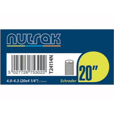 Nutrak eCargo 20 x 4 1/4 inch Schrader Valve 1.3mm Fat Bike Inner Tube