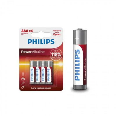 Philips Power Alkaline Battery LR03 AAA Cell X4