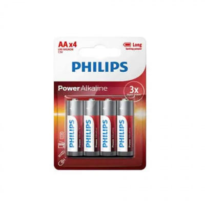 Philips Power Alkaline Battery LR6 AA Cell X4