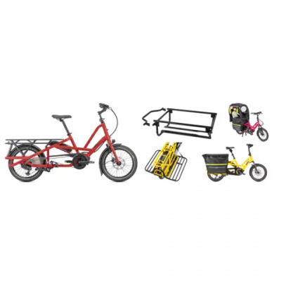 Quick Haul Long D9 400Wh Electric Cargo Bike 2025 Red with Clubhouse Fort Bundle