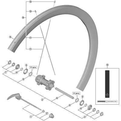 SHimano WH-U5000-F Complete quick release -133 mm
