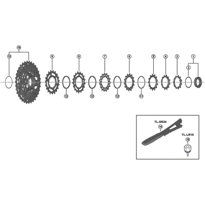 Shimano 105 CS-R7101 Lock ring and washer