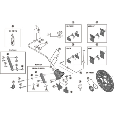 Shimano BR-R9170 calliper fixing bolt C - 20 mm rear mount thickness