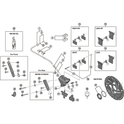 Shimano BR-R9170 calliper fixing bolt C - 30 mm rear mount thickness