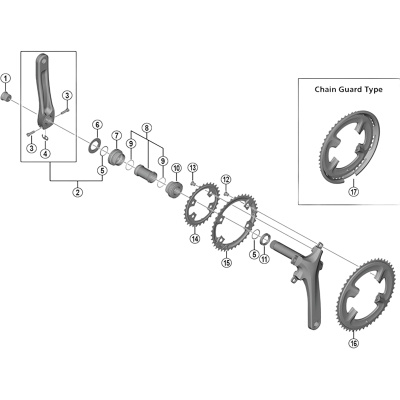 Shimano FC-M552 inner gear fixing bolt - M8 x 8.5mm - pack of 4