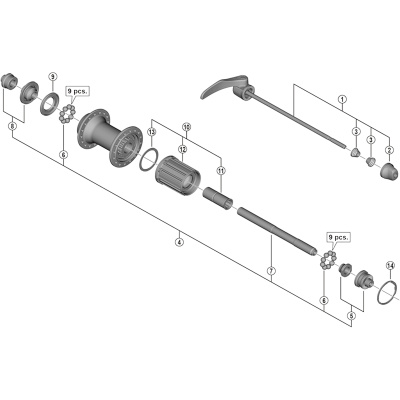 Shimano FH-5800 complete quick release skewer - 168 mm