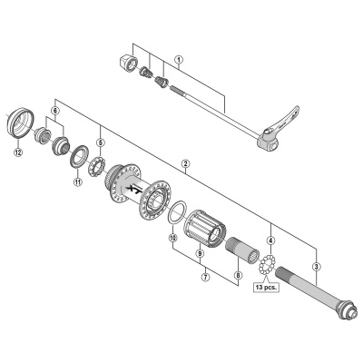 Shimano FH-M785 complete quick release skewer - 168 mm