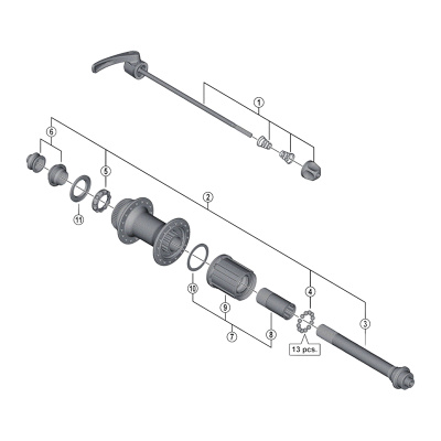 Shimano FH-M8000 complete quick release - 173 mm