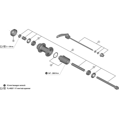 Shimano FH-MT401 complete quick release skewer - 174 mm