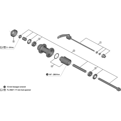 Shimano FH-MT500-B complete quick release - 176 mm