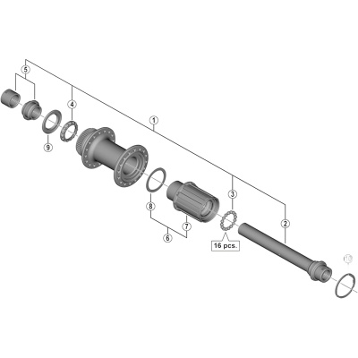 Shimano FH-R7070 105 complete hub axle unit
