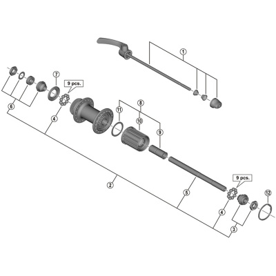 Shimano FH-UR600 complete quick release skewer - 168 mm