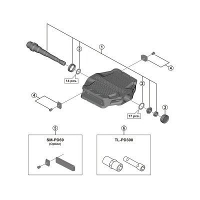 Shimano PD-EF202 pedal axle assembly