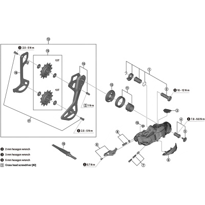 Shimano RD-M8250 plate axle and cap