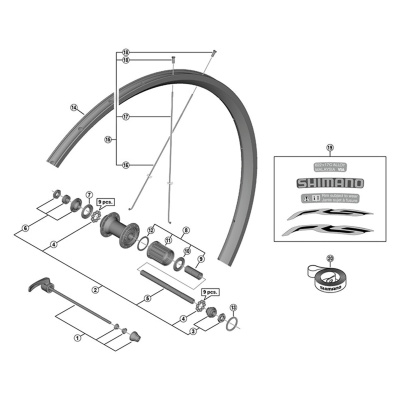 Shimano WH-RS010 left hand spoke - 288 mm
