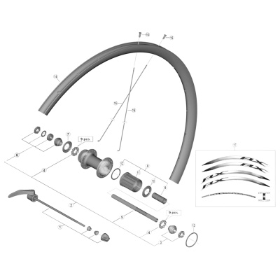 Shimano WH-RX010-R complete quick release -168 mm