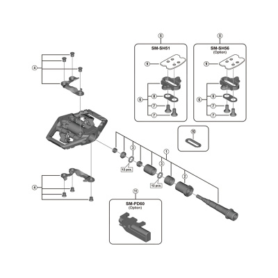 Shimano XT PD-M8120 pedal axle assembly