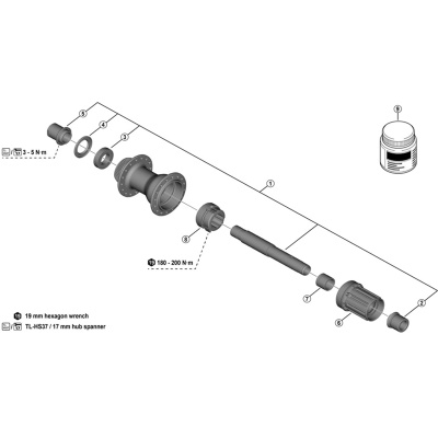 Shimano cues FH-TC500-MS/HM complete axle