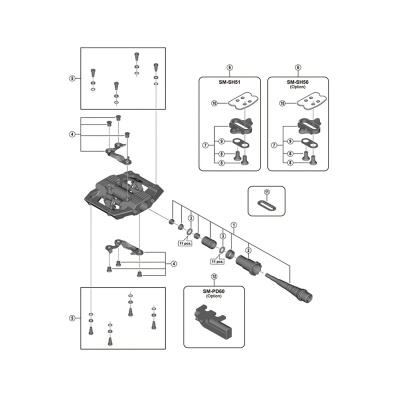 Shimano saint PD-M821 Pedal axle assembly