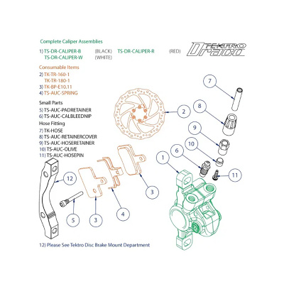 Tektro Complete Caliper for Auriga/Draco/HDC/Mota