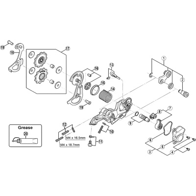 shimano RDM670 rear mech Bracket Axle Unit