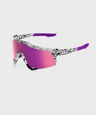 100% Speedcraft LE Elly 3 Glasses - Gloss White HiPER Dark Purple Mirror Lens