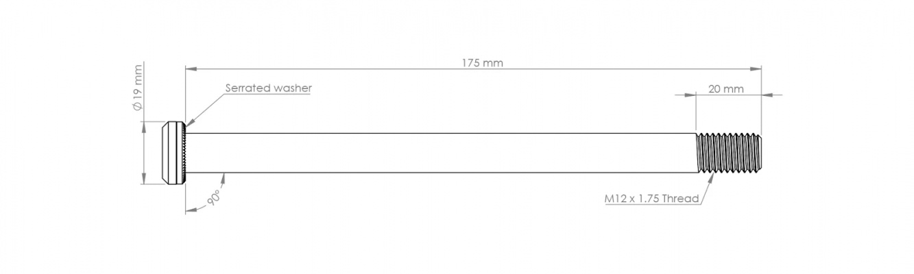 Burgtec 174mm x 12mm 1.75mm Pitch Rear Axle