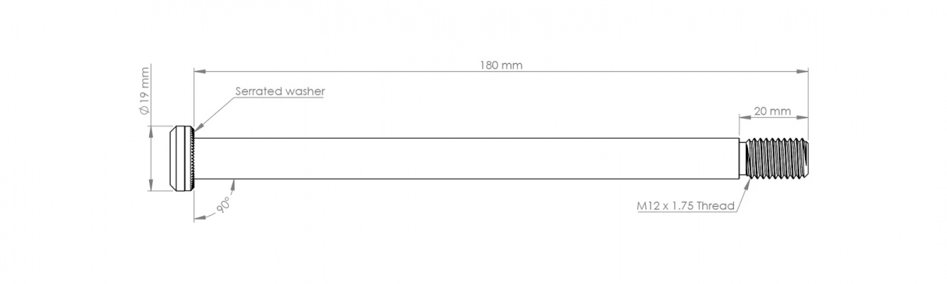 Burgtec 180mm x 12mm 1.75mm Pitch Rear Axle