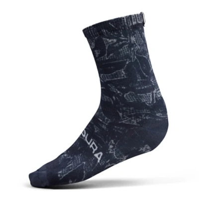 Endura GRID FLORAL LTD PRINT SOCK BLK/BLK - Black
