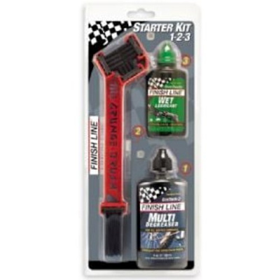 Finish Line Starter Clean And Lube Kit 1-2-3 - Grunge Brush W / 4oz Deg & 2oz Lube