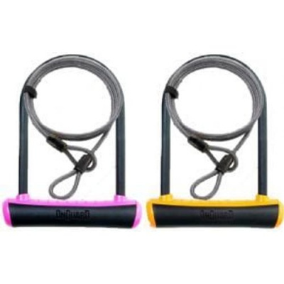 Onguard Neon 230mm D Lock With 120cm Extender Cable 115mm x 230mm - Neon Pink