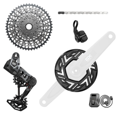 SRAM - GX T-Type Eagle E-Mtb 104Bcd Transmission Axs Groupset (Rd W/Battery/Charger/Cord, Ec Pod, Cr 104Bcd T-Type 34T,Clip-On Guard, Cn 126L, Cs Xs-1