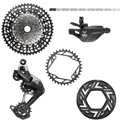 SRAM Eagle 90 Groupset Emtb (Rear Der, Single Click Trigger Wclamp, Cr 104Bcd T-Type 34T, Clip-On Guard , Gx T-Type Chain 126L, Cs Xs-1275 Blk 10-52T)